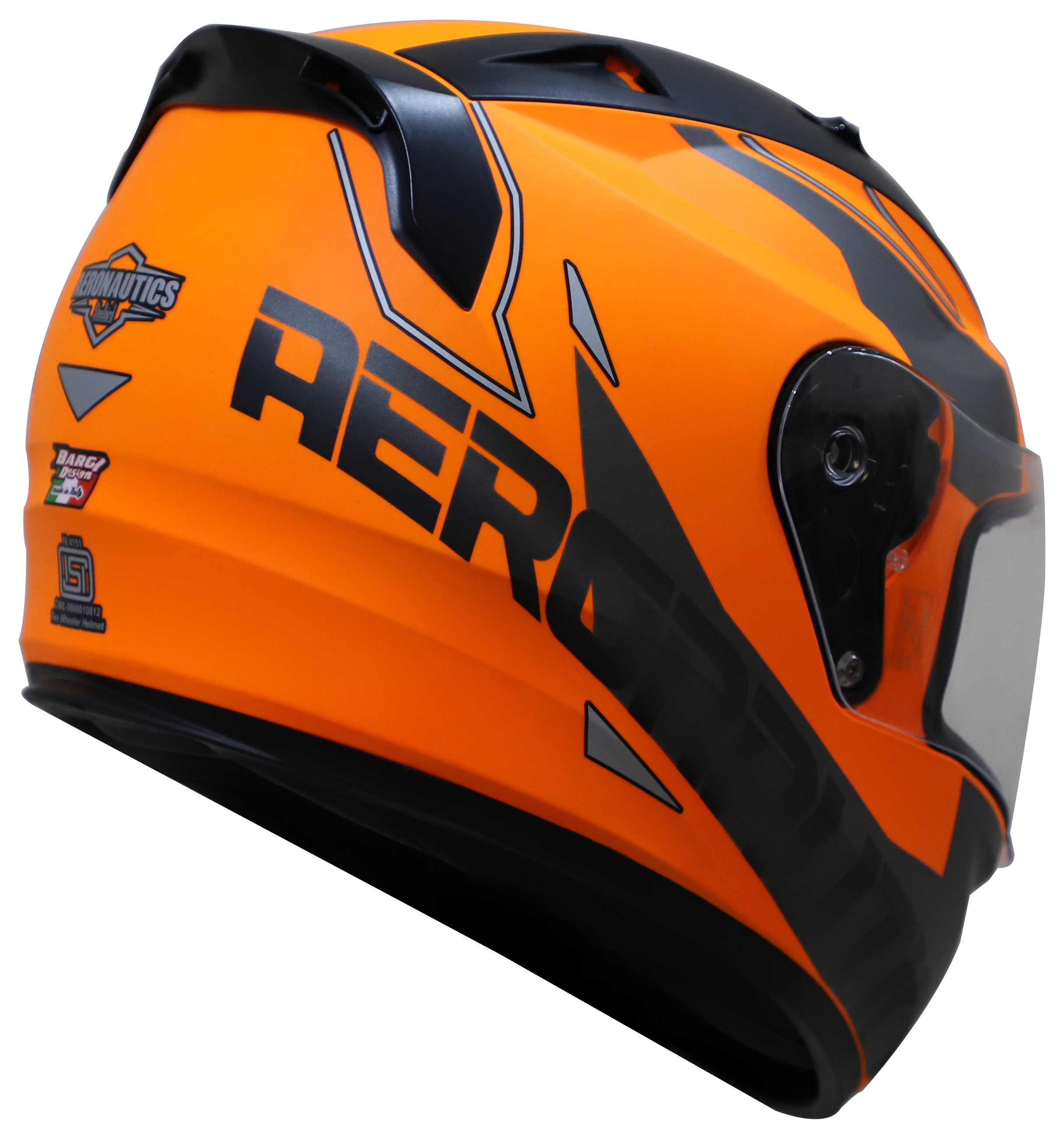 SA-1 RTW GLOSSY FLUO ORANGE WITH WHITE (FITTED WITH CLEAR VISOR EXTRA NIGHT VISION GOLD VISOR FREE)